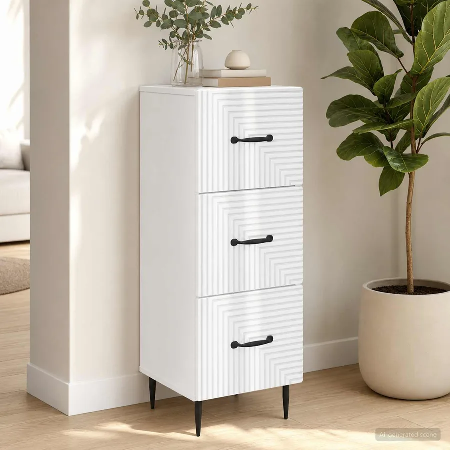Armoire à tiroirs Blanc brillant 33 x 34,5 x 89,5 cm - 4
