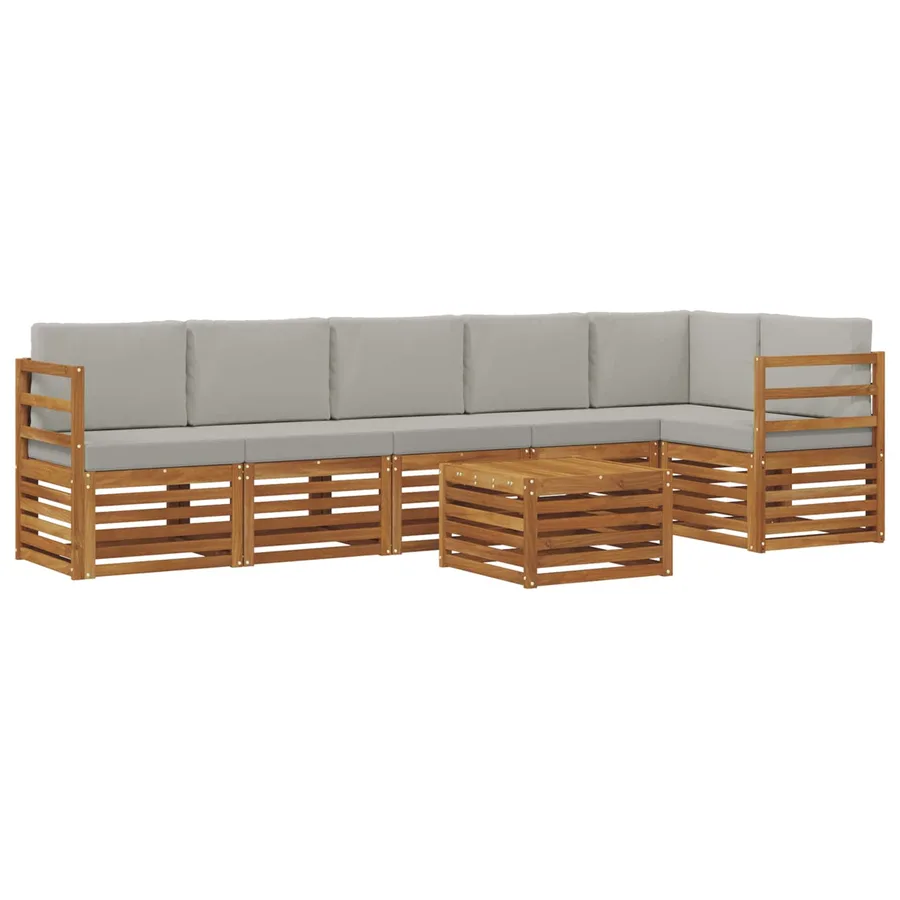 Ensemble de canapé d'angle 7 pcs Gris Naturel et Clair - 2
