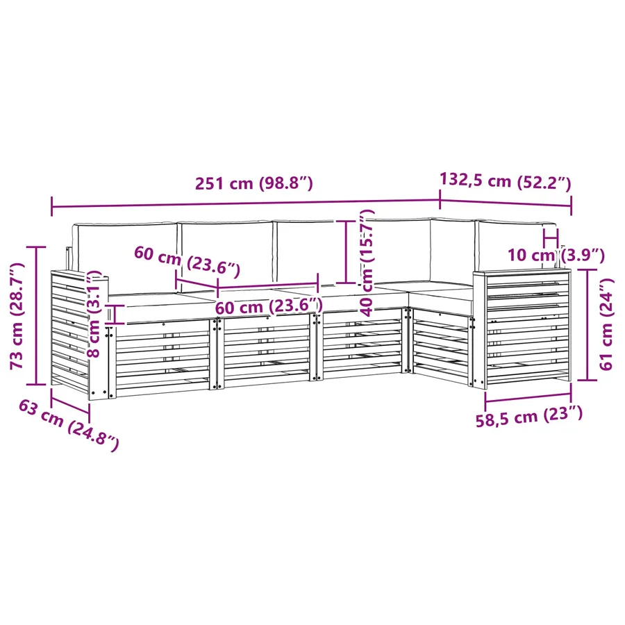 Ensemble de canapé d'angle 5 pcs Gris Naturel et Clair - 9