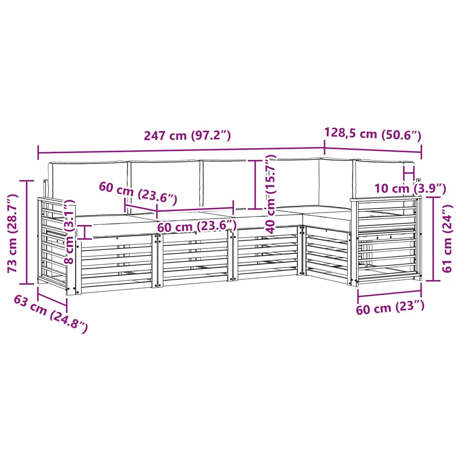 Ensemble de canapé d'angle 5 pcs Gris Naturel et Clair - 9