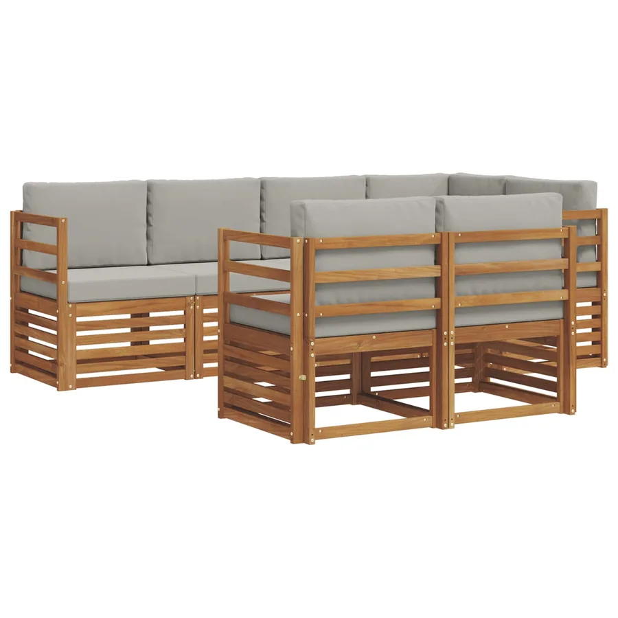 Ensemble de canapé d'angle 7 pcs Gris Naturel et Clair - 2