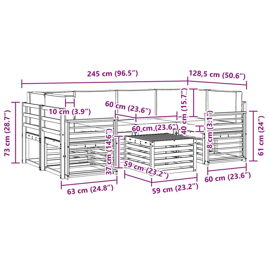Ensemble de canapés d'extérieur 7 pcs Gris Naturel et Clair - 10