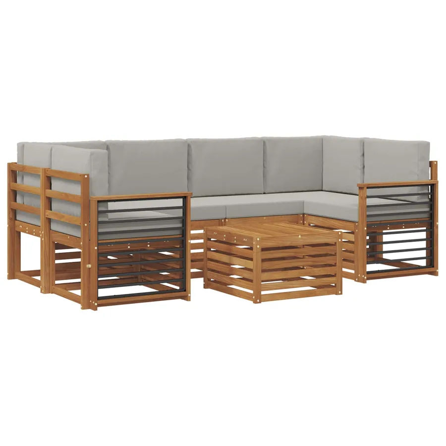 Ensemble de canapés d'extérieur 7 pcs Gris Naturel et Clair - 2