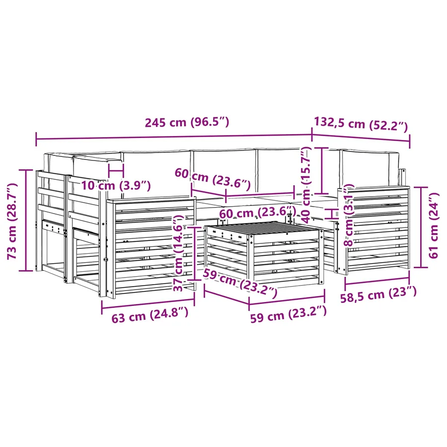 Ensemble de canapés d'extérieur 7 pcs Gris Naturel et Clair - 10