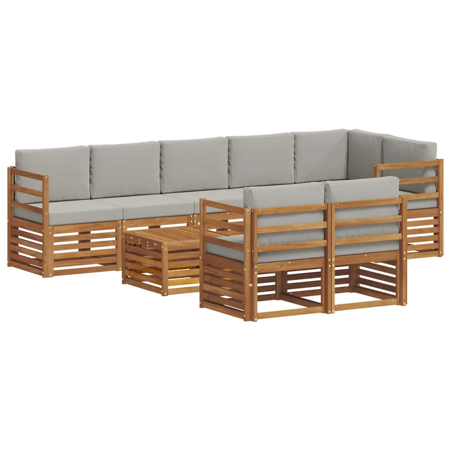 Ensembles de canapés avec coussin 9 pcs Gris Naturel et Clair - 2