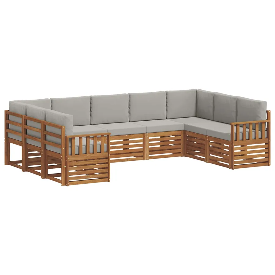 Ensemble de canapé d'angle 9 pcs Gris Naturel et Clair - 2