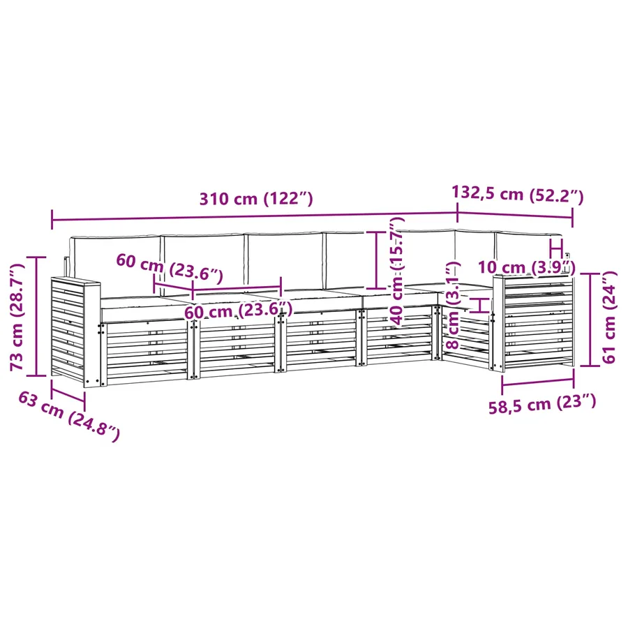 Ensemble de canapé d'angle 6 pcs Gris Naturel et Clair - 10