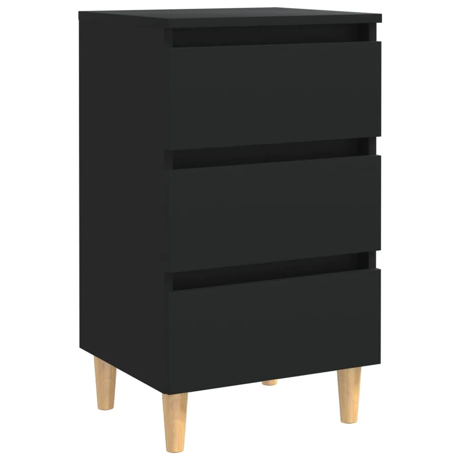 Table de chevet avec pieds en bois noir 40x35x69 cm - 2