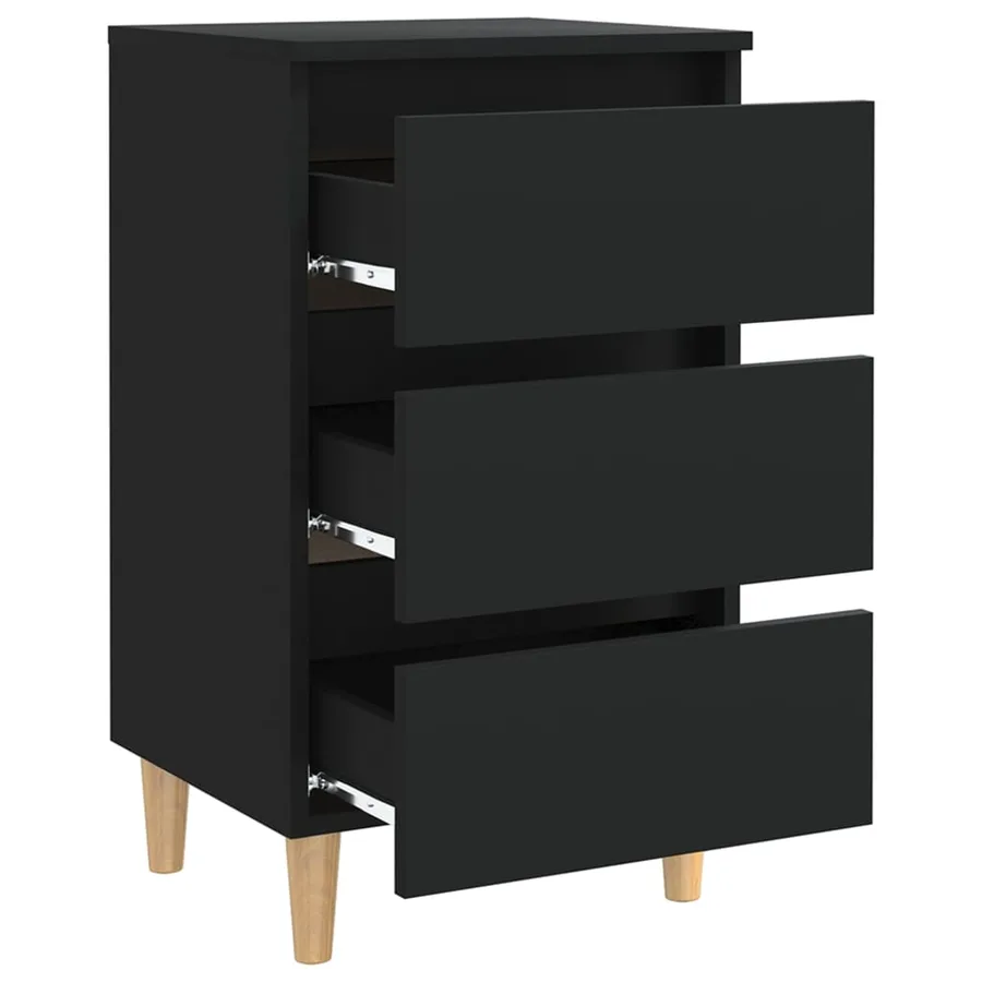 Table de chevet avec pieds en bois noir 40x35x69 cm - 4