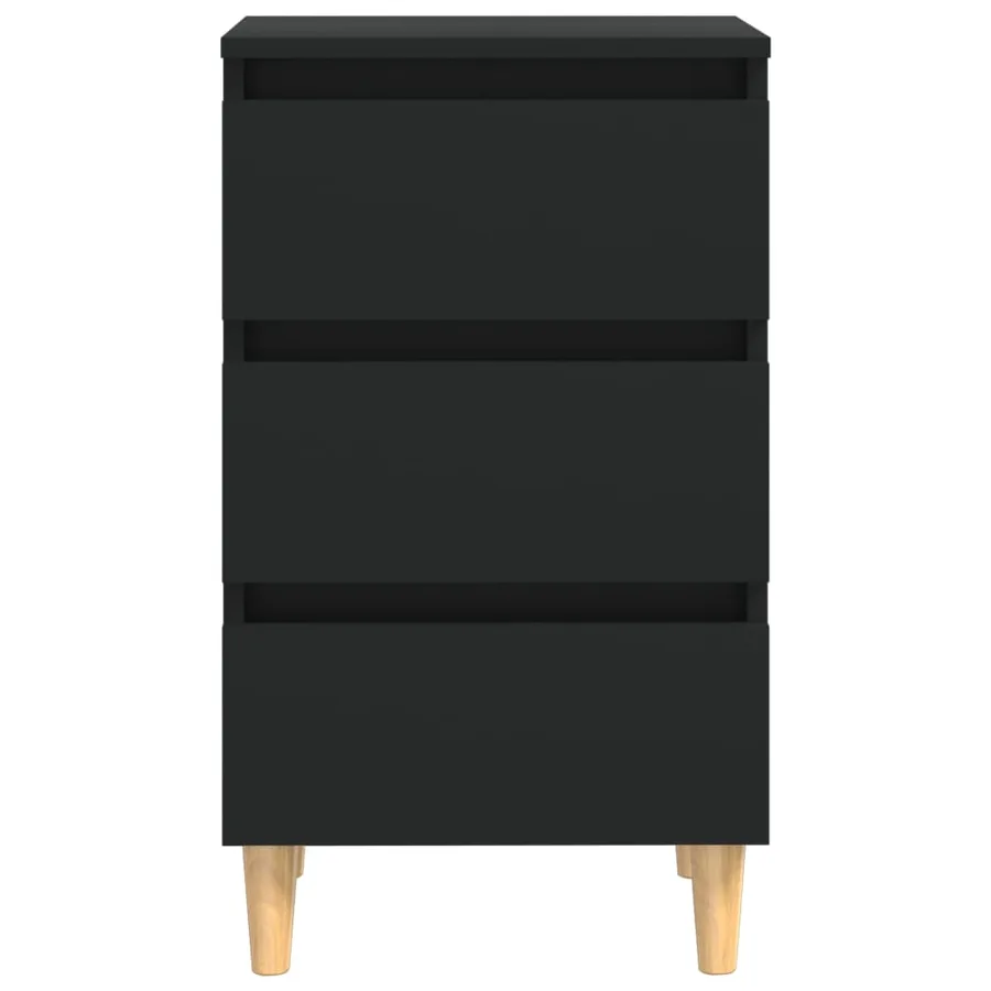 Table de chevet avec pieds en bois noir 40x35x69 cm - 5