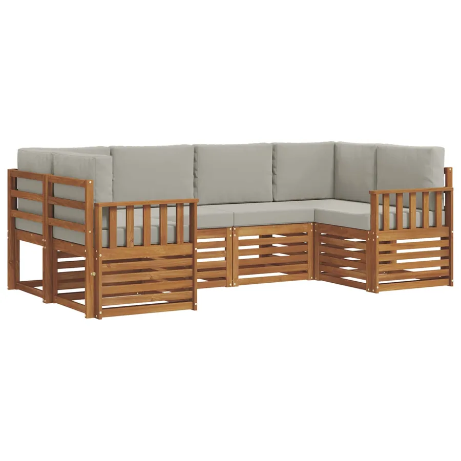 Ensemble de canapé d'angle 6 pcs Gris Naturel et Clair - 2