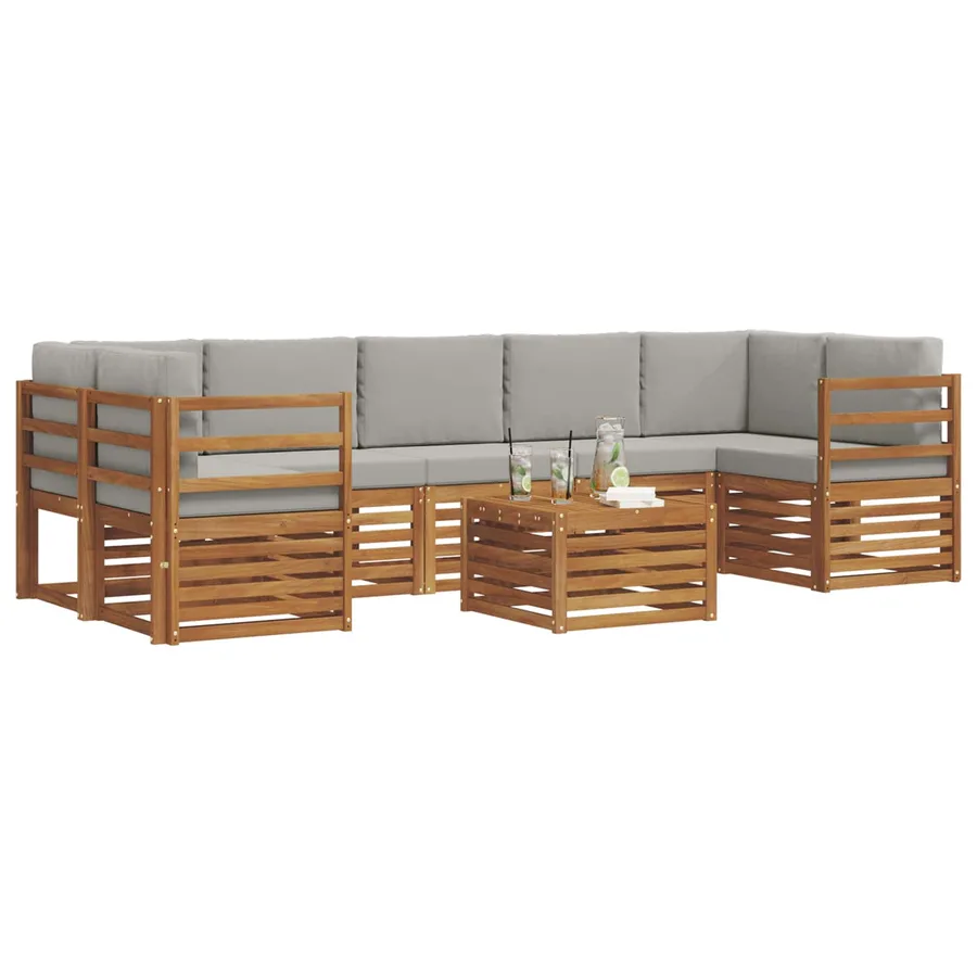 Ensemble de canapés d'extérieur 8 pcs Gris Naturel et Clair - 3