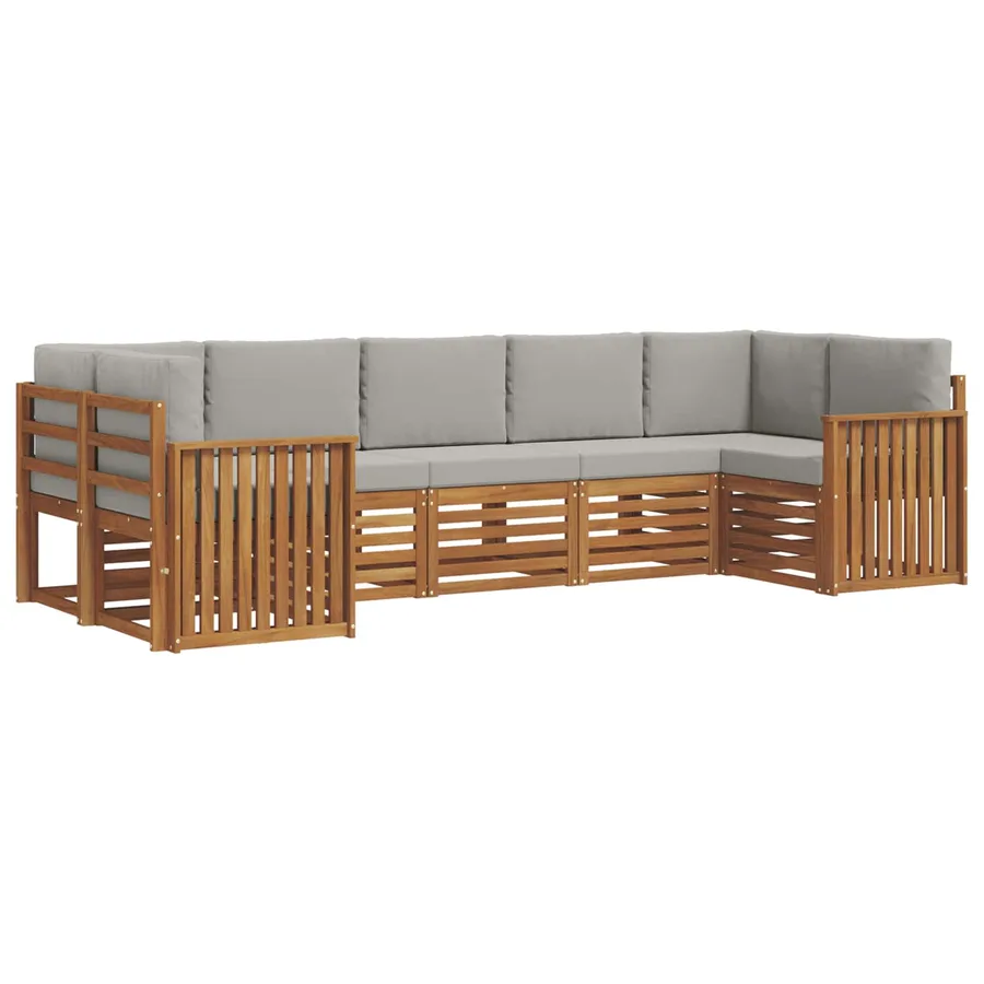 Ensemble de canapé d'angle 7 pcs Gris Naturel et Clair - 2