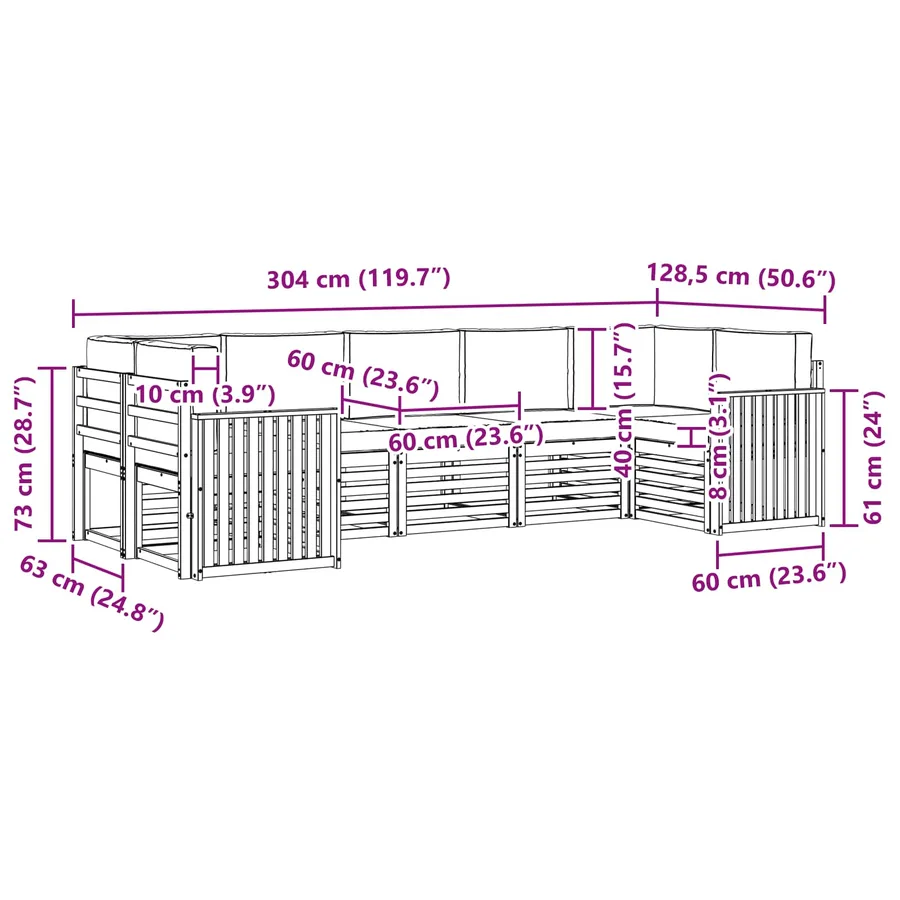 Ensemble de canapé d'angle 7 pcs Gris Naturel et Clair - 9