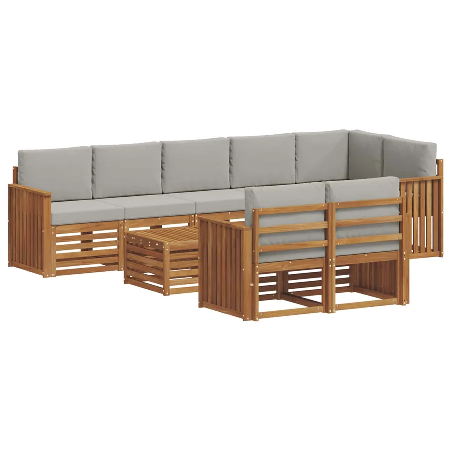 Ensembles de canapés avec coussin 9 pcs Gris Naturel et Clair - 2