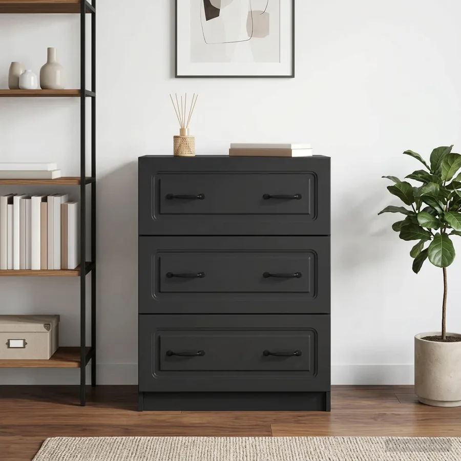 Armoire à tiroirs Noir 66 x 34,5 x 87 cm Bois d'ingénierie