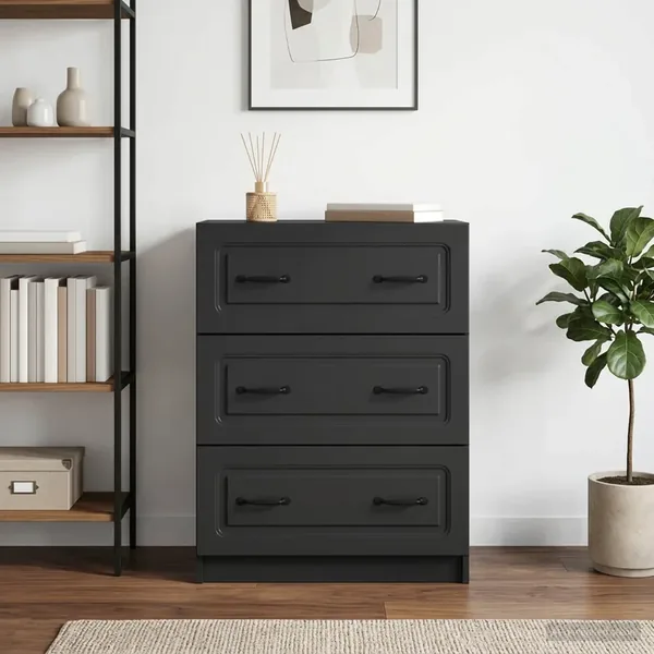 Armoire à tiroirs Noir 66 x 34,5 x 87 cm Bois d'ingénierie