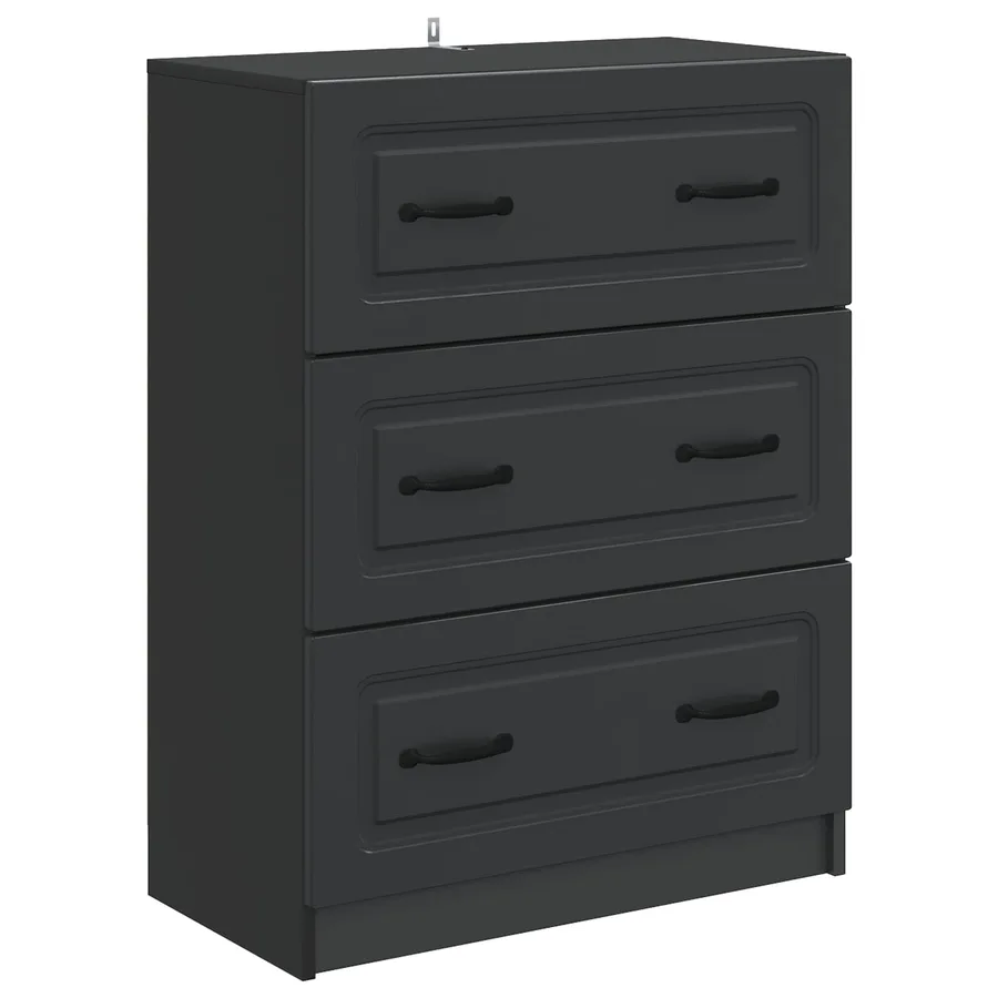 Armoire à tiroirs Noir 66 x 34,5 x 87 cm Bois d'ingénierie - 2