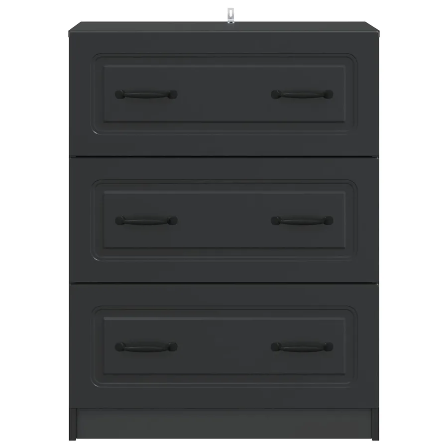 Armoire à tiroirs Noir 66 x 34,5 x 87 cm Bois d'ingénierie - 6