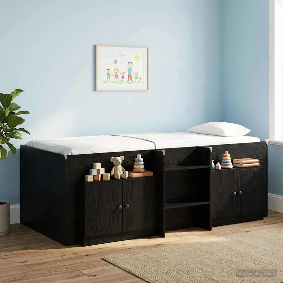 Armoire de rangement pour lit mezzanine 2 pc Chêne noir - 3