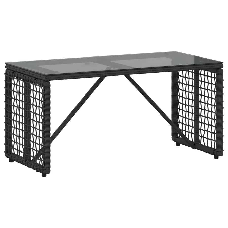 Table de jardin Noir 80 x 40 x 40 cm Rattan PE et Verre - 2