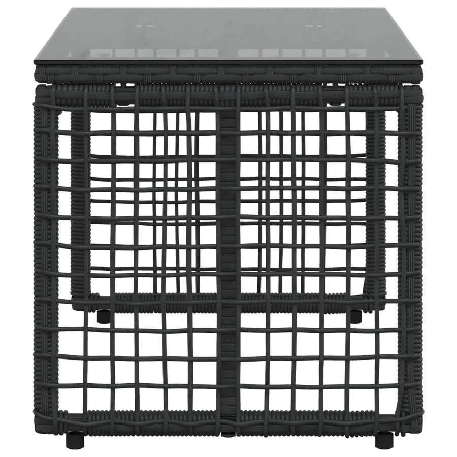 Table de jardin Noir 80 x 40 x 40 cm Rattan PE et Verre - 5