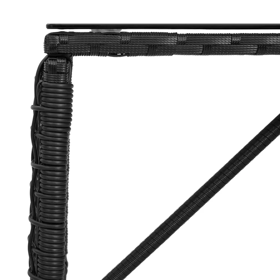Table de jardin Noir 80 x 40 x 40 cm Rattan PE et Verre - 7