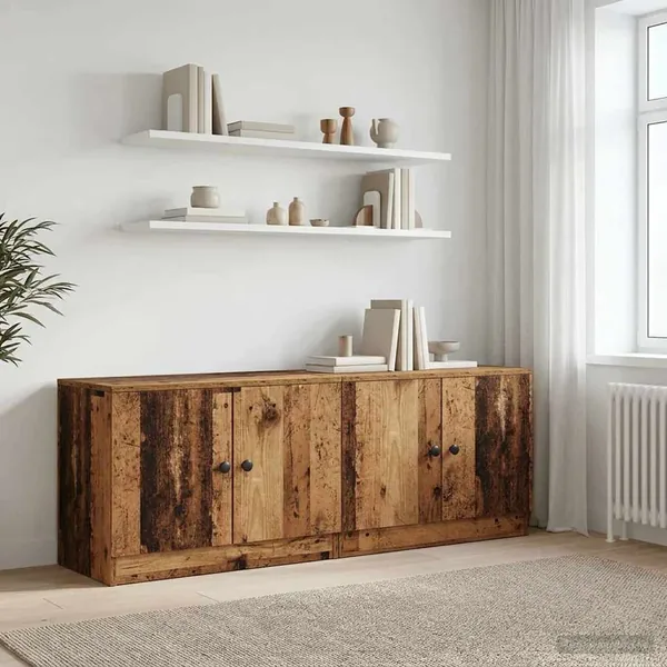 Armoire de rangement pour lit mezzanine 2 pc Bois ancien