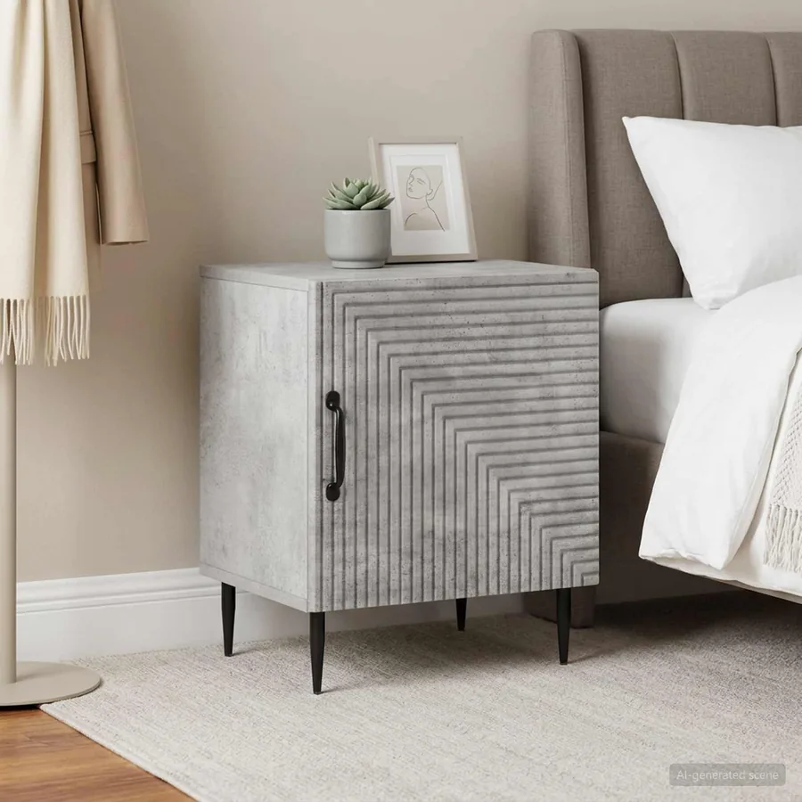 Cabinet de chevet 2 pcs Gris béton 43 x 34,5 x 50 cm