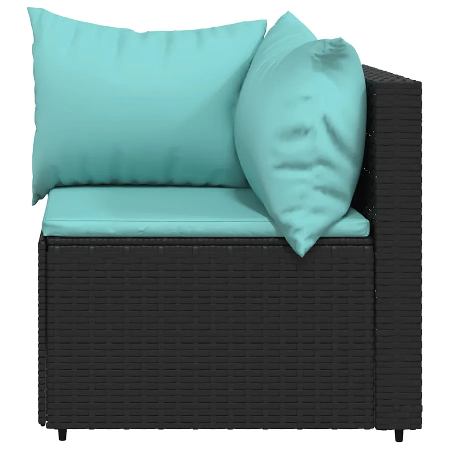 Salon de jardin 3 pcs avec coussins Noir Résine tressée - 7