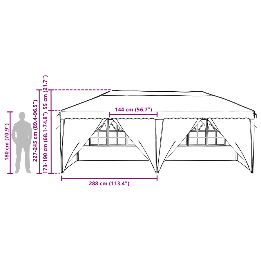 Tente de fête pop-up 575 x 288 x 245 cm Vert - 19