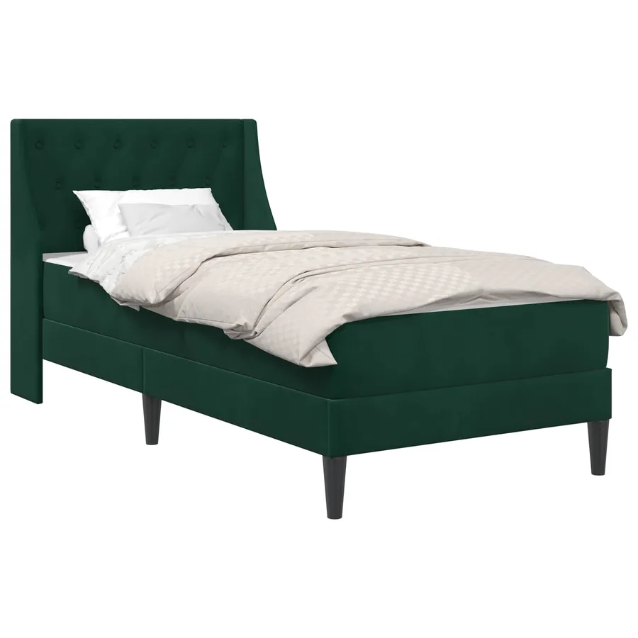 Cadre de lit avec matelas Vert foncé 90 x 200 cm Velours - 2