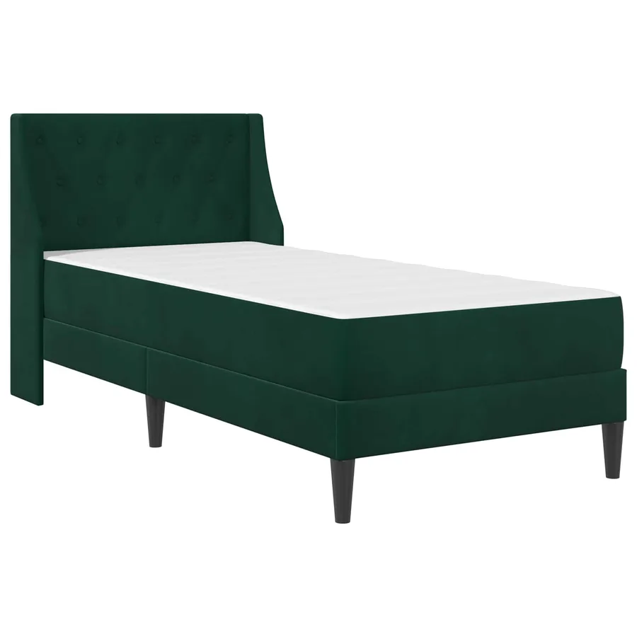 Cadre de lit avec matelas Vert foncé 90 x 200 cm Velours - 3
