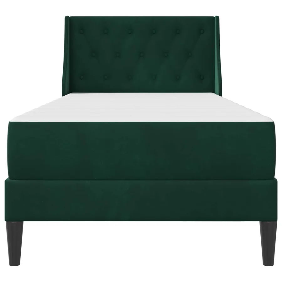 Cadre de lit avec matelas Vert foncé 90 x 200 cm Velours - 6