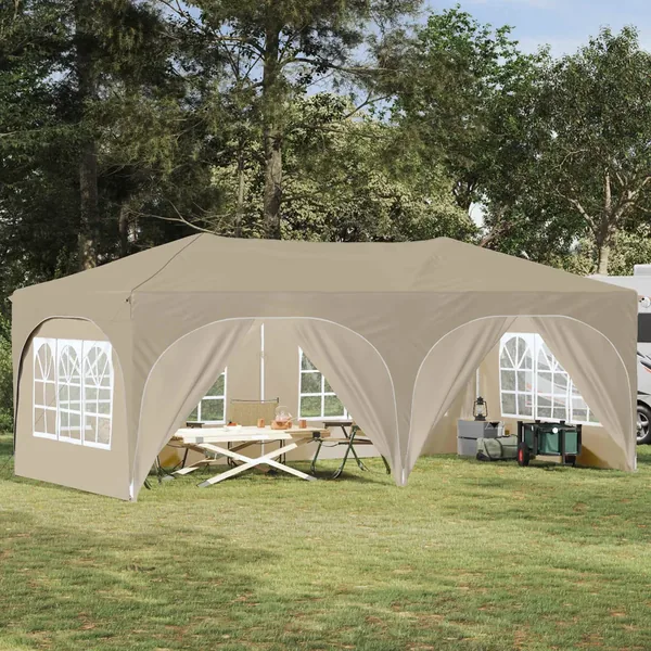 Tente de fête pop-up 575 x 288 x 245 cm Crème Tissu Oxford