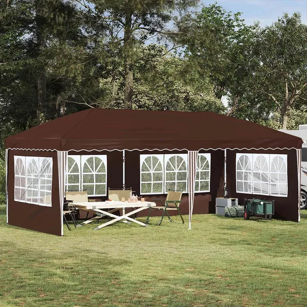 Tente de fête pop-up 575 x 289 x 245 cm Marron