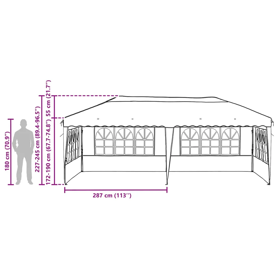 Tente de fête pop-up 575 x 289 x 245 cm Marron - 18