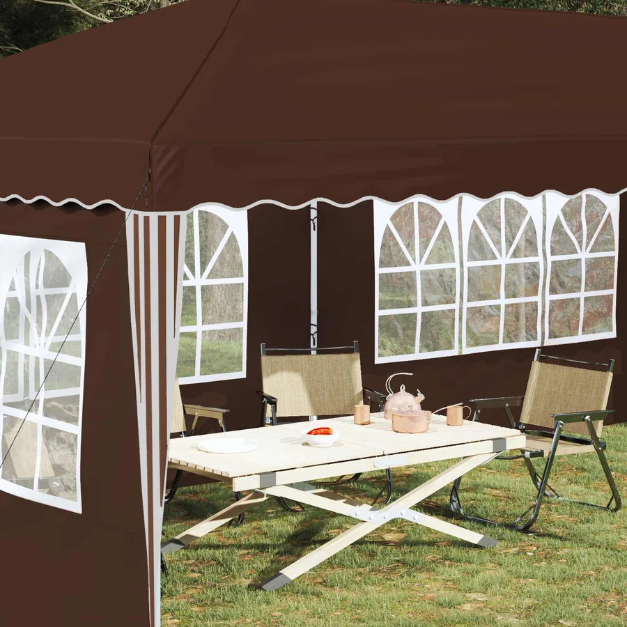 Tente de fête pop-up 575 x 289 x 245 cm Marron - 3