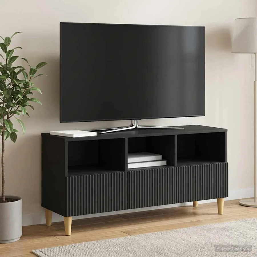 Meuble TV avec tiroir Noir 102 x 34,5 x 50 cm Bois d'ingénierie - 4