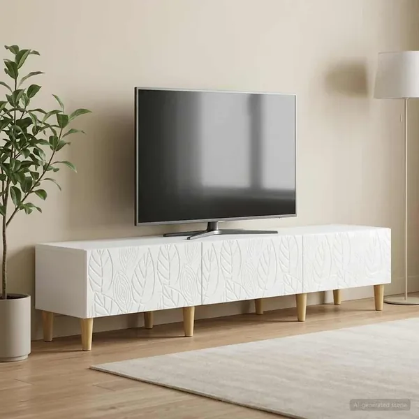 Meuble TV 147 x 34,5 x 30 cm Blanc brillant Bois d'ingénierie