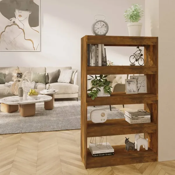 Bibliothèque/Séparateur de pièce Chêne fumé Bois d'ingénierie