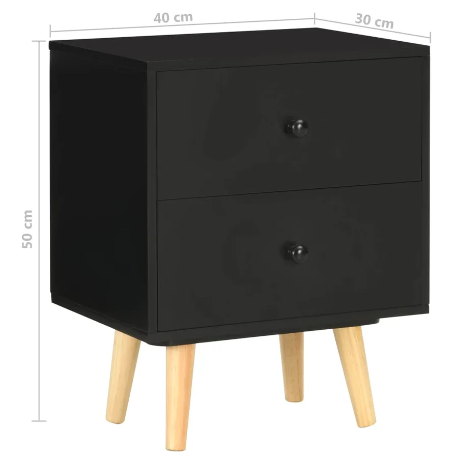 Tables de chevet 2 pcs Noir 40 x 30 x 50 cm Pin massif - 10