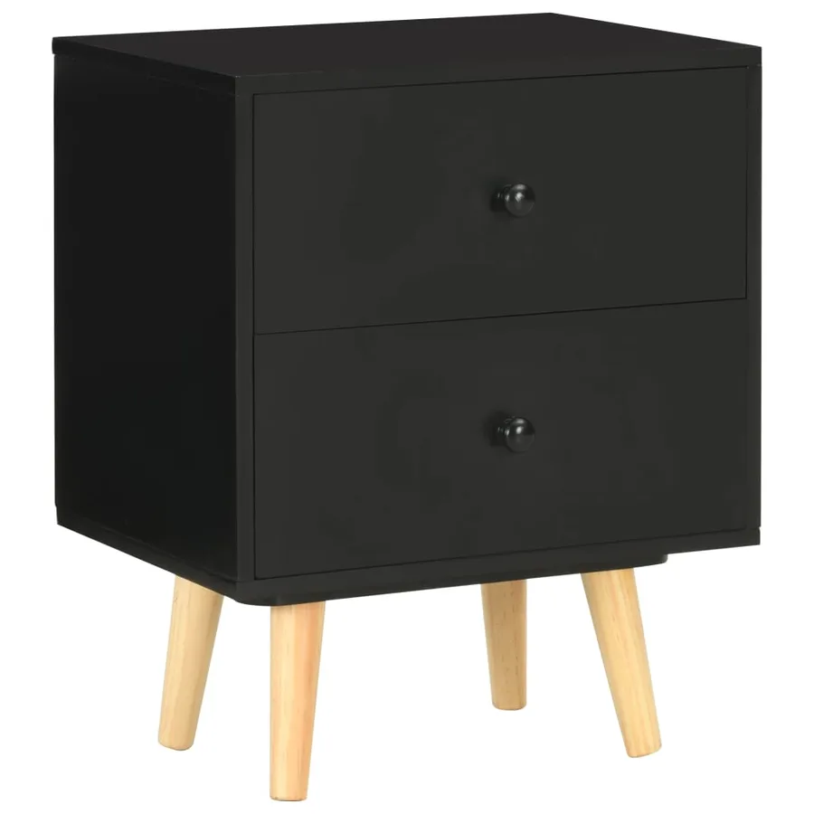 Tables de chevet 2 pcs Noir 40 x 30 x 50 cm Pin massif - 3