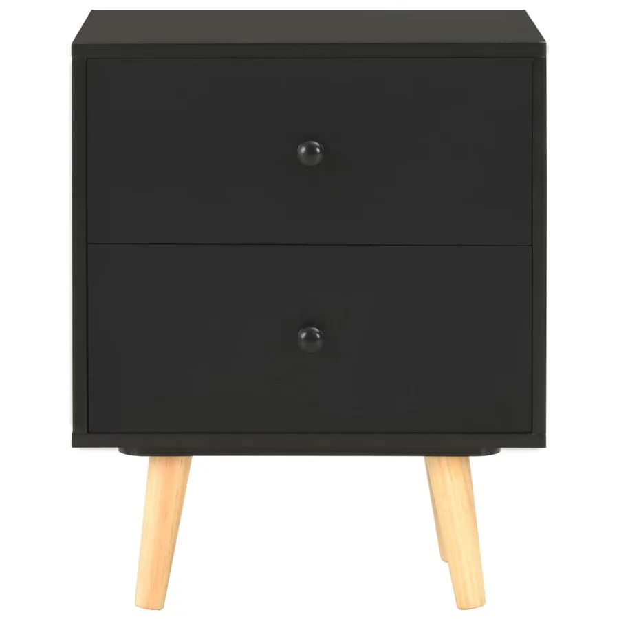 Tables de chevet 2 pcs Noir 40 x 30 x 50 cm Pin massif - 4