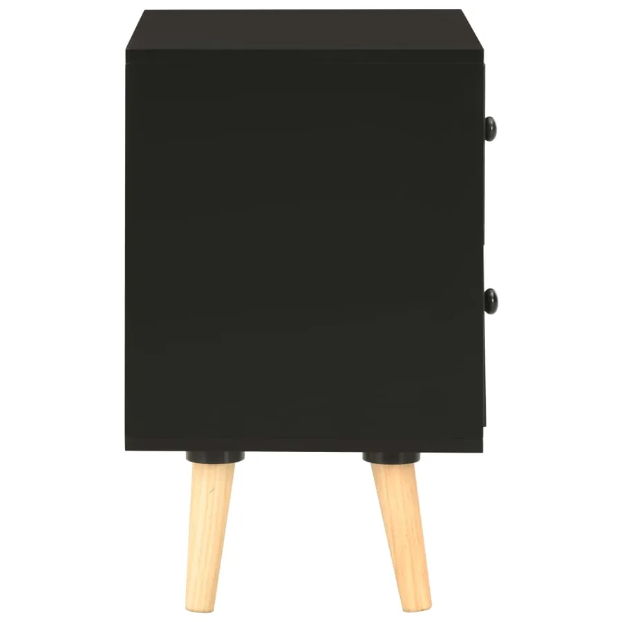 Tables de chevet 2 pcs Noir 40 x 30 x 50 cm Pin massif - 5