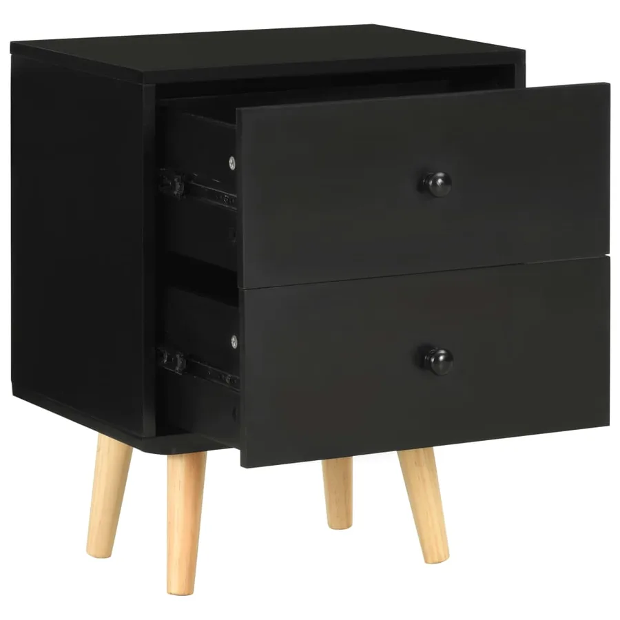 Tables de chevet 2 pcs Noir 40 x 30 x 50 cm Pin massif - 6