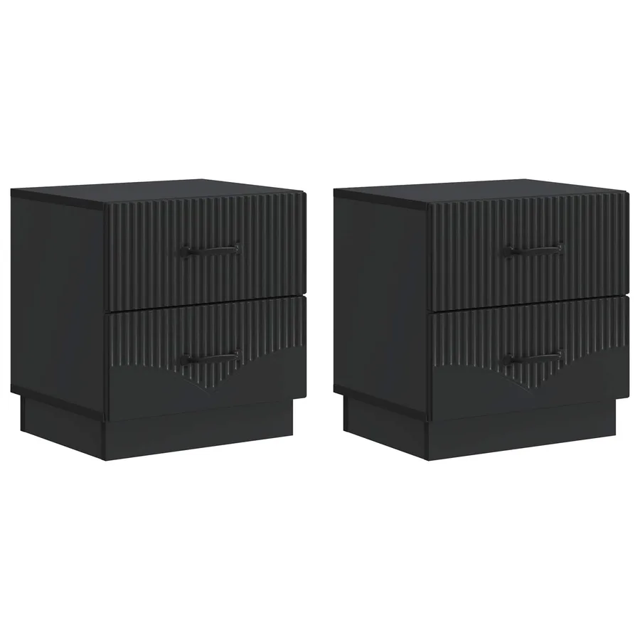 Cabinet de chevet avec tiroir 2 pcs Noir 43 x 34,5 x 44,5 cm - 2