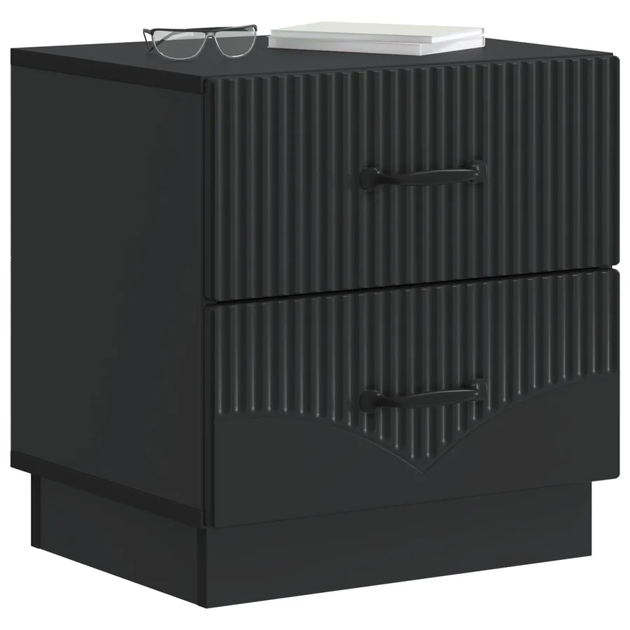 Cabinet de chevet avec tiroir 2 pcs Noir 43 x 34,5 x 44,5 cm - 3