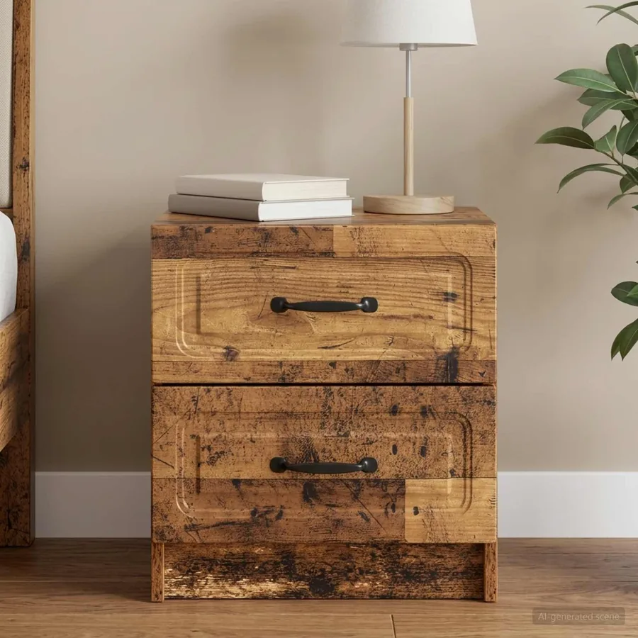 Cabinet de chevet avec tiroir Bois ancien 43 x 34,5 x 44,5 cm