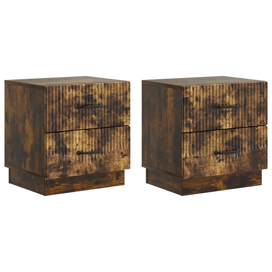Cabinet de chevet 2 pcs Chêne fumé 43 x 34,5 x 44,5 cm - 2